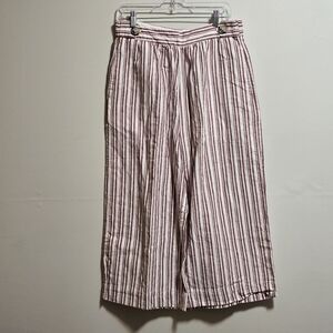Alex & Parker Striped Linen Blend Wide Leg  Cropped Pants